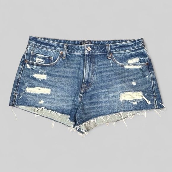 Abercrombie & Fitch Pants - Abercrombie & Fitch Distressed Low Rise Micro Mini Denim Shorts Size 32 / 14